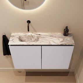 Mondiaz Ture DLux toiletmeubel 80cm cale met wastafel glace links zonder kraangat