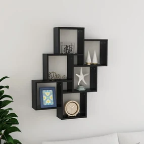 vidaXL Wandschap kubus 78x15x93 cm spaanplaat hoogglans zwart