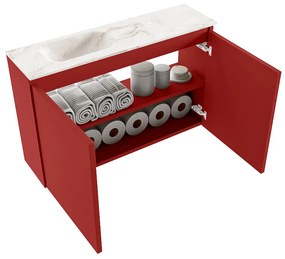 Mondiaz Ture DLux toiletmeubel 80cm fire met wastafel frappe links zonder kraangat