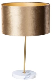 Tafellamp messing met velours kap bruin 35cm - Kaso Klassiek / Antiek, Modern E27 rond Binnenverlichting Lamp