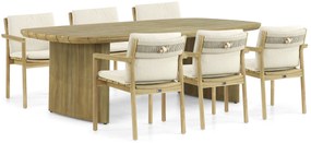 Tuinset 6 personen 240 cm Teak Old teak greywash Santika Furniture Santika