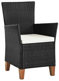 vidaXL Tuinstoelen 2 st met kussens poly rattan zwart