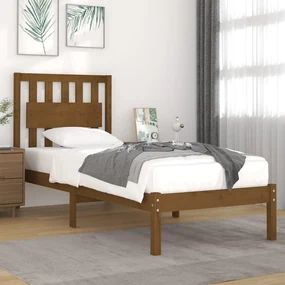 vidaXL Bedframe massief grenenhout honingbruin 90x200 cm