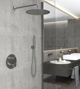 Saniclear Iron inbouw regendouche rond met 30cm hoofddouche en muurarm verouderd ijzer - gunmetal