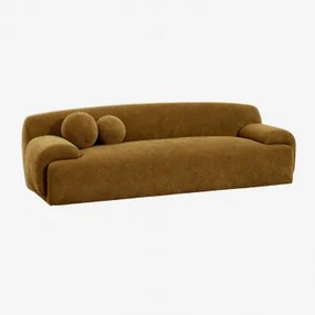 3-zits Bank Shirina Bekleed Chenille Donker Mosterdgeel - Sklum