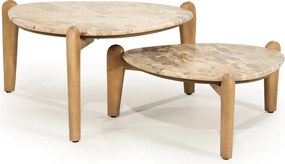 Salontafel Hout En Marmer L - 85 X 85cm.