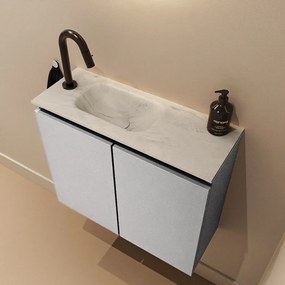 Mondiaz Ture DLux toiletmeubel 60cm plata met wastafel opalo links met kraangat