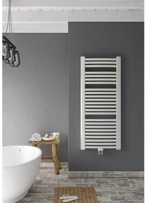 Instamat Milano gebogen elektrische handdoekradiator 60.5x122cm 600watt inclusief wandconsoles wit MI120.60ES02