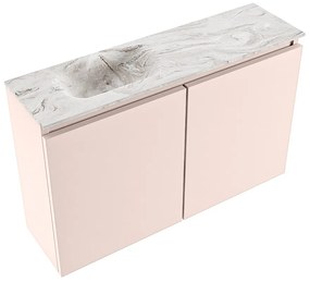 Mondiaz Ture DLux toiletmeubel 80cm rosee met wastafel glace links met kraangat