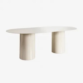 Ovalen Eettafel 220x110 Cm Van Gehard Glas En Mdf Asgri Tapioca Beige - Sklum