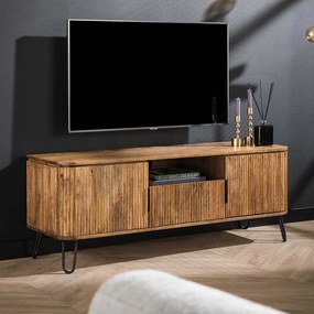 Tv-meubel Mango Hout Met Ribbels - 135x40x50cm.
