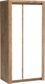 Kledingkast Etrmona 100, Ribbeck eiken, Glanzend wit, 197x98x59cm, 92.79 kg, Kledingkast deuren: Met scharnieren