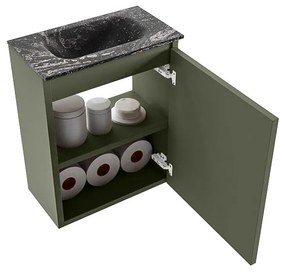 Mondiaz Ture DLux toiletmeubel 40cm army met wastafel lava midden zonder kraangat