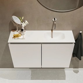 Mondiaz Ture 80cm toiletmeubel linen met wastafel talc rechts geen kraangat