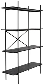 Zwarte Stellingkast Hout En Metaal - 120x40x180cm.