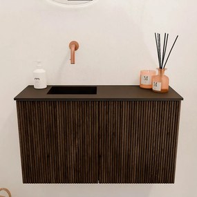 Mondiaz Joya 70cm toiletmeubel walnut met wastafel faye links zonder kraangat urban
