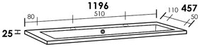 Sanituba Bologna enkele wastafel mineraalmarmer met twee kraangaten 120cm