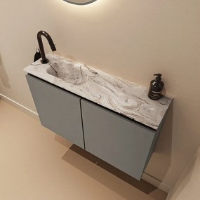 Mondiaz Ture DLux toiletmeubel 80cm smoke met wastafel glace links met kraangat