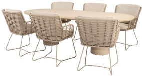 Hampton Fabrice dining tuinset 240x105xH75 cm 7 delig mortex latte 4 Seasons Outdoor