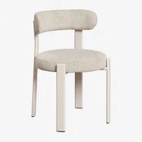 Pakket Van 4 Jolie Gestoffeerde En Ijzeren Eetkamerstoelen Gardenia Wit & Crèmebeige Boucléstof - Sklum