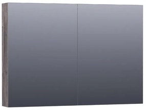 Saniclass Dual Spiegelkast - 100x70x15cm - 2 links- rechtsdraaiende spiegeldeur - MFC - grey Canyon SK-DU100GC