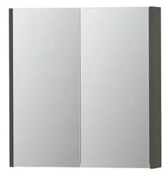 INK SPK2 Spiegelkast - 70x14x74cm - 2 deuren - dubbelzijdige Spiegel - schakelaar en stopcontact - MDF lak Mat beton groen 1105175