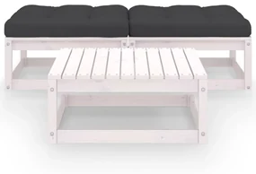 vidaXL 3-delige Loungeset met kussens massief grenenhout