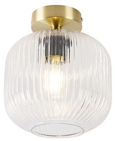 Art Deco plafondlamp messing met helder glas - Karel Art Deco E27 rond Binnenverlichting Lamp