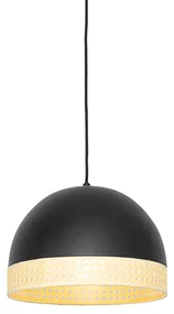 Oosterse hanglamp zwart met rotan 30 cm - Magna RotanOosters E27 rond Binnenverlichting Lamp