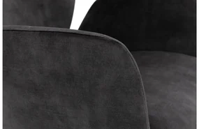 Goossens Eetkamerstoel Hera antraciet velvet stof met armleuning, modern design