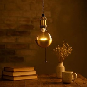 Byron antiek messing hanglamp – pendel aluminium E27 textielkabel 500 cm