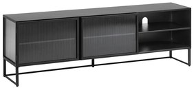 Kave Home Trixie Zwart Tv-meubel Met Ribbelglas - 180x41x58cm.