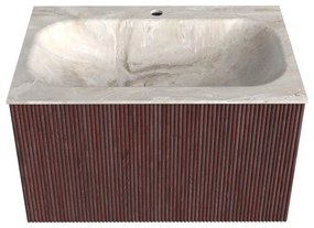 Mondiaz Kurve-dlux 70cm badmeubel ruby met 1 lade en wastafel big small midden 1 kraangat frappe