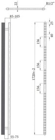 Sanicare elektrische design radiator 60x172cm zwart met Bluetooth en thermostaat rechts chroom