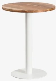 Ronde Barkruk Van Acaciahout Xiren Ø60 Cm & Acaciahout - Wit - Sklum