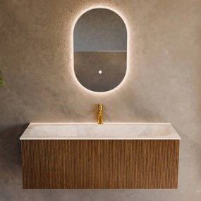 Mondiaz Kurve-dlux 120cm badmeubel dusk met 1 lade en wastafel big large midden 1 kraangat ostra