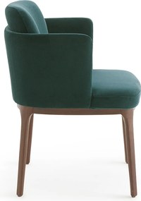 Tafelfauteuil met notenhouten poten en fluweel Jabote