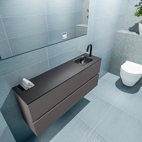 Mondiaz Ada 120cm toiletmeubel dark grey met wastafel urban rechts 1 kraangat