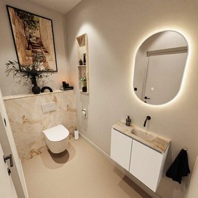 MONDIAZ TURE-DLUX 60cm toiletmeubel Talc. EDEN wastafel Frappe positie rechts. Zonder kraangat. TUREDX60TALR0FRA