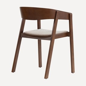 Walnoot Eetkamerstoel Met Beige Stof