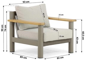 Stoel en Bank Loungeset 5 personen Aluminium/Rope Taupe  Santika Furniture Santika