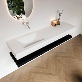 Zaro Alan badmeubel 160cm met planchet urban en vrijhangende wastafel cloud links zonder kraangat talc