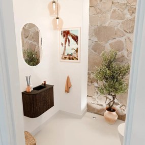 Mondiaz Joya 50cm toiletmeubel ronding links walnut met wastafel faye rechts 1 kraangat urban