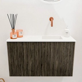 Mondiaz Joya 70cm toiletmeubel shadow met wastafel faye rechts zonder kraangat talc