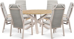 Tuinset Ronde Tuintafel 6 personen 150 cm Aluminium Taupe Lifestyle Garden Furniture Vivaro/Ancona