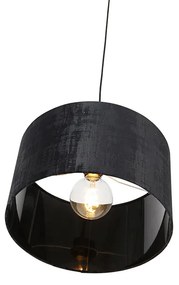 Stoffen Moderne hanglamp zwart met kap zwart 35 cm - Combi Modern E27 Binnenverlichting Lamp