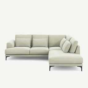 Rechtse hoekbank met leuning in stonewashed fluweel Marsile