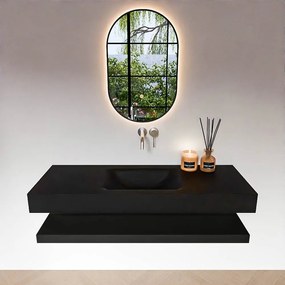 Zaro Alan badmeubel 130cm met planchet urban en vrijhangende wastafel cloud midden zonder kraangat urban