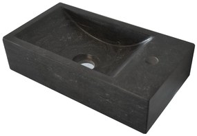 Fontana Recto toiletmeubel walnoot 40x22cm met natuurstenen fontein rechts