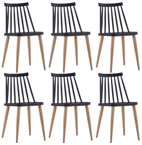 vidaXL Eetkamerstoelen 6 st kunststof staal zwart